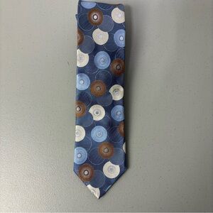Tino Cosma Men's Neck Tie Made in Italy Geometric Blue Circles Silk